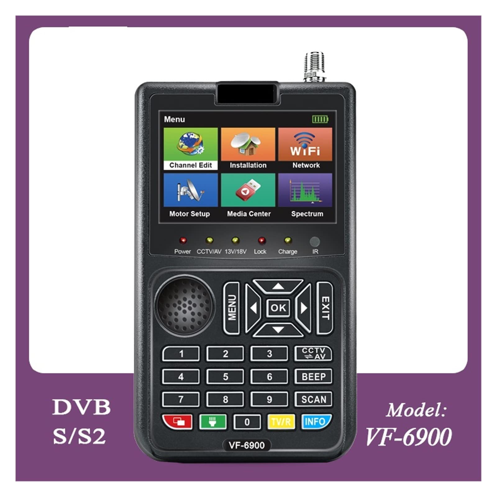 VF-6900 HD Digital Satellite Finder DVB-S/DVB S2/Finder Meter 3.5 "TFT LCD for Ricevitori TV Satellitare ST-5150 Decodificatore del ricevitore(VF-6900)