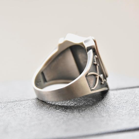 Knights Templar Ring Sterling Silver 925 Red Cross Shield Masonic Signet Ring Handmade Jewellery