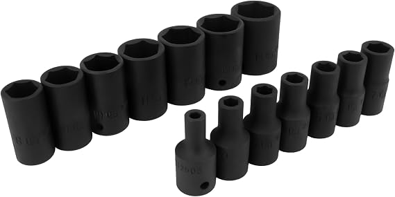 Genius Tools TF-214M 14 Piece 1/4 Dr. Metric Impact Sockets Set