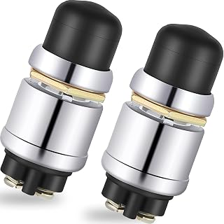 Engine Start Push Button Momentary 12v and 24v Waterproof Switch Push to Start Button for Car Marine Boat Truck Lawn Tractor(Black,2 Pieces)