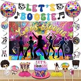 Crenics 70s Disco Theme Party Decorations with Let's Boogie Backdrop