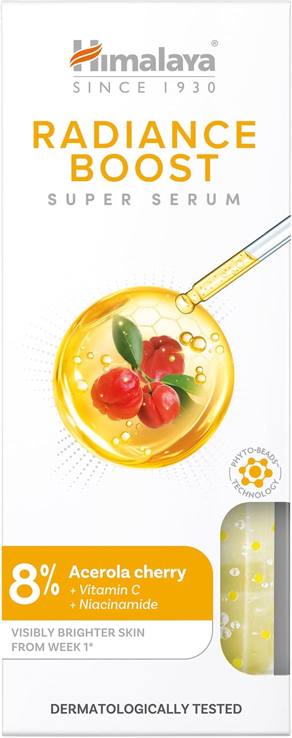 Himalaya Super Serum Radiance Boost Siero illuminante quotidiano con vitamina C e niacinamide per una pelle radiosa, liscia e senza macchie visibili, 30ml