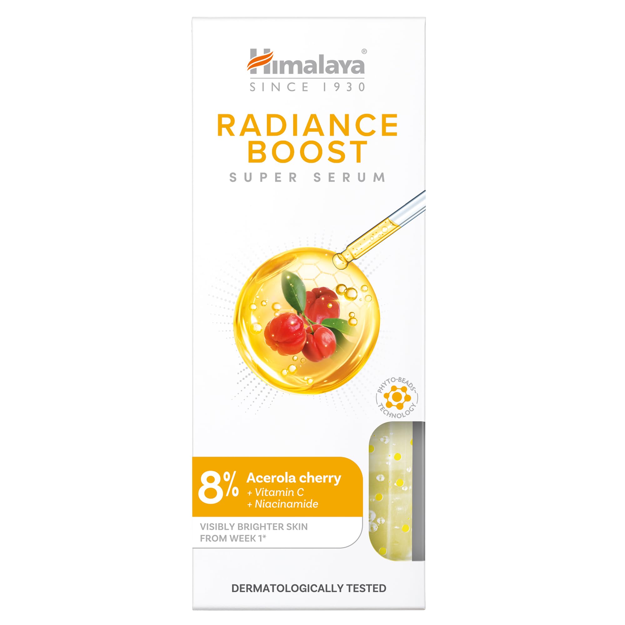 Himalaya Super Serum Radiance Boost Vitamin C & Niacinamide Daily Brightening Serum for Radiant Skin, Spot Correction and Smooth Texture, 30ml