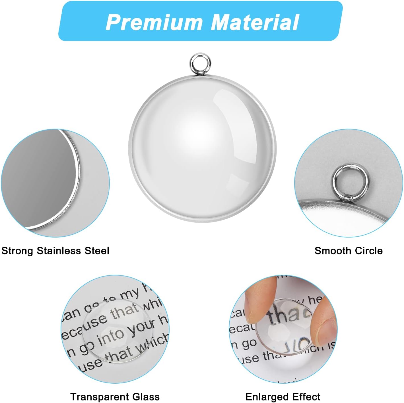 80Pcs Bezel Pendant Trays Blanks 25mm, Winspeed 40Pcs Silver Stainless Steel Bezel Trays and 40Pcs Clear Glass Cabochon Pendants for Jewelry Making, DIY Blank Pendant Trays Kit for Crafts - Image 4