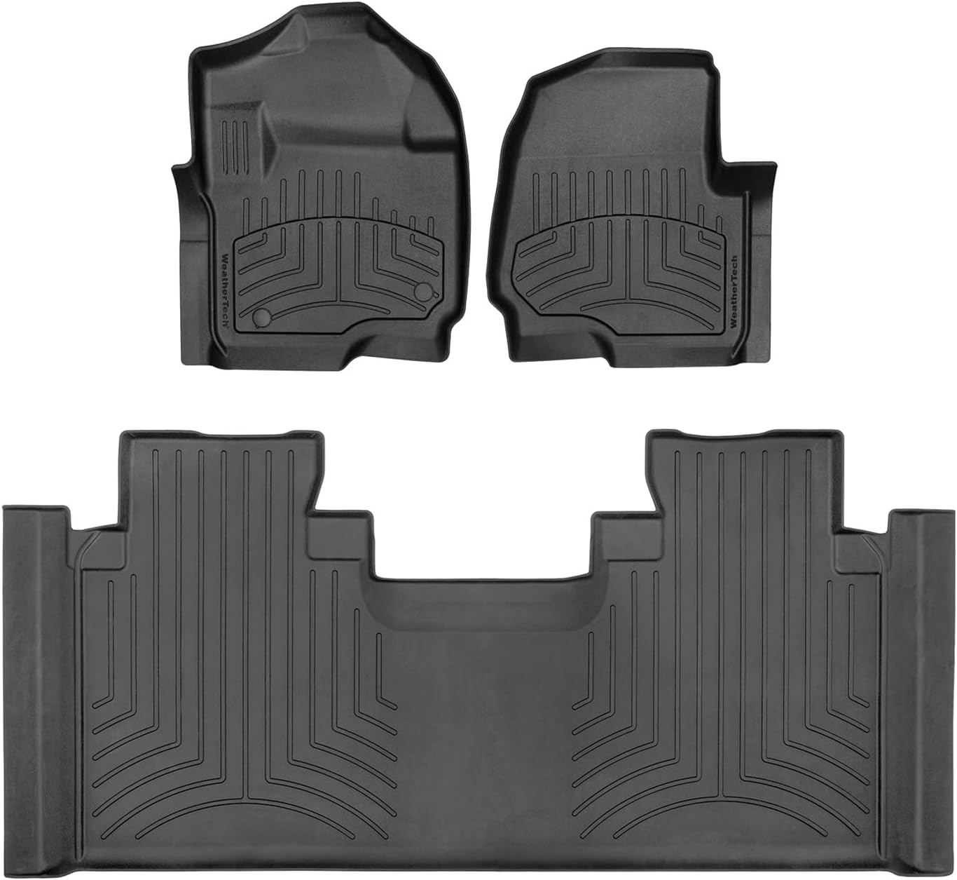 WeatherTech FloorLiner HP Custom Fit Floor Mats for Ford Super Duty - 1st & 2nd Row (4410121IM-446975IM), Black
