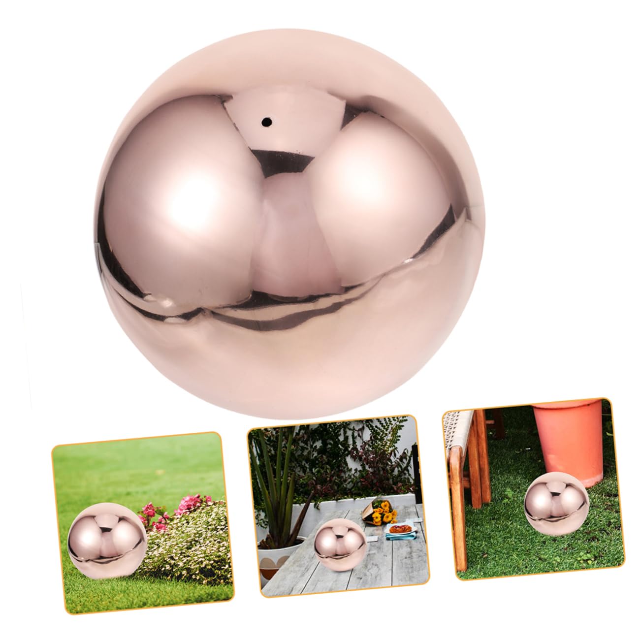Hemobllo Sfera Decorativa da Giardino in Acciaio Inox 304 Rosa Oro