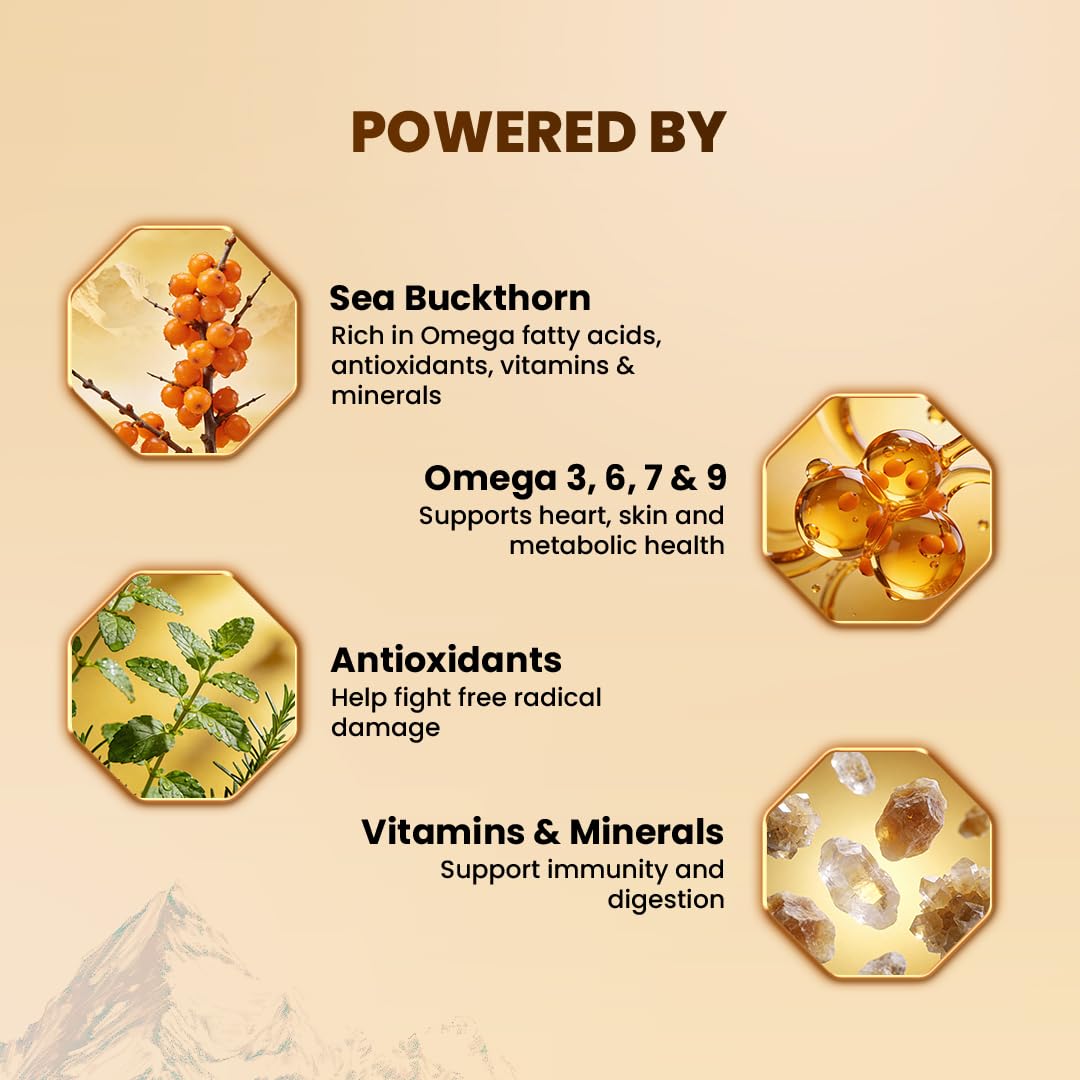 WOW Life Science Himalayan Sea Buckthorn Berry Pulp Concentrate | Cold‑Pressed from Spiti Valley | Rich in Omega 3‑6‑7‑9, Vitamins & Antioxidants | Heart, Gut, Skin & Immunity Support | No Added Sugar | Makes 80 Glasses | 400 ML 3