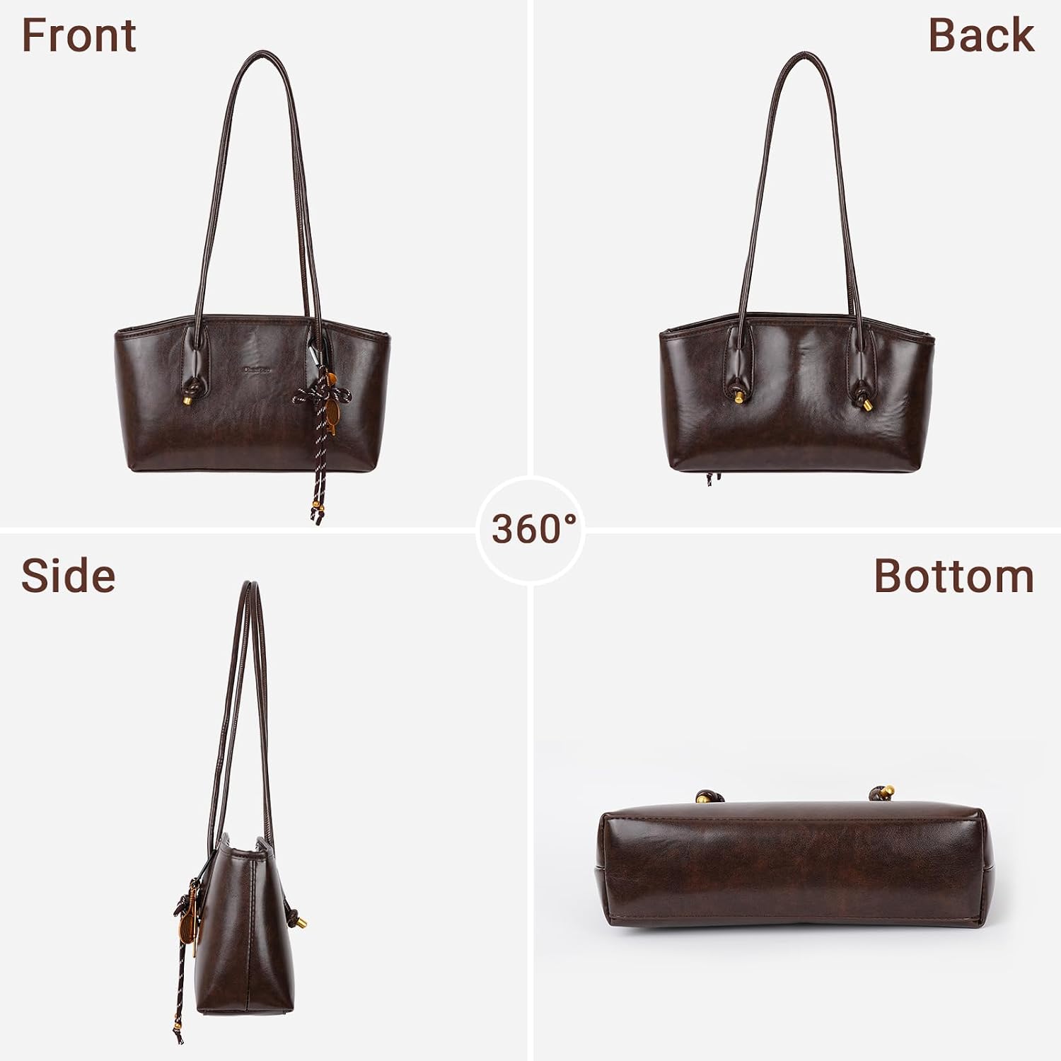Vintage Shoulder Bag for Women Fall Hobo Handbag Brown Purse | Soft Faux leather Zipper Closed Y2k Purse