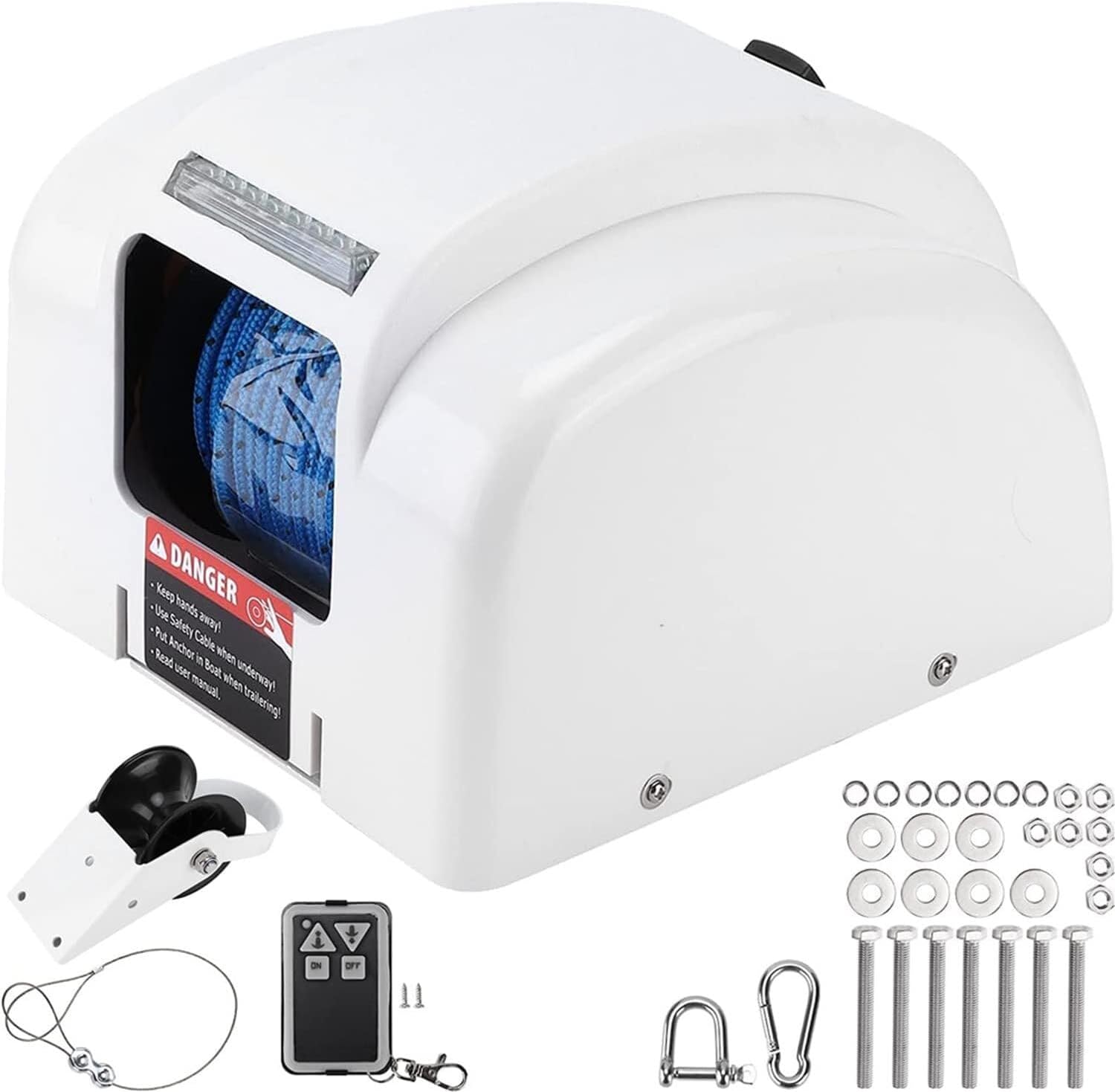 Electric Anchor Winch with Wireless Remote Control and Second Switch Kit for 25 lb 12V Anchor Saltwater Marine Pontoon Boat