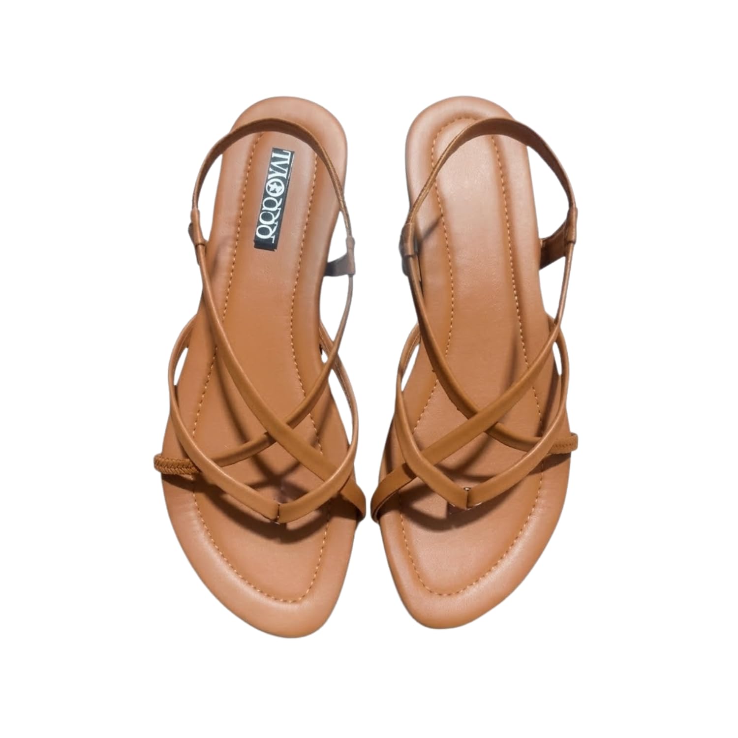 Women's Strappy Flat Sandals, Black and Peach, Casual Summer Footwear-picture-14