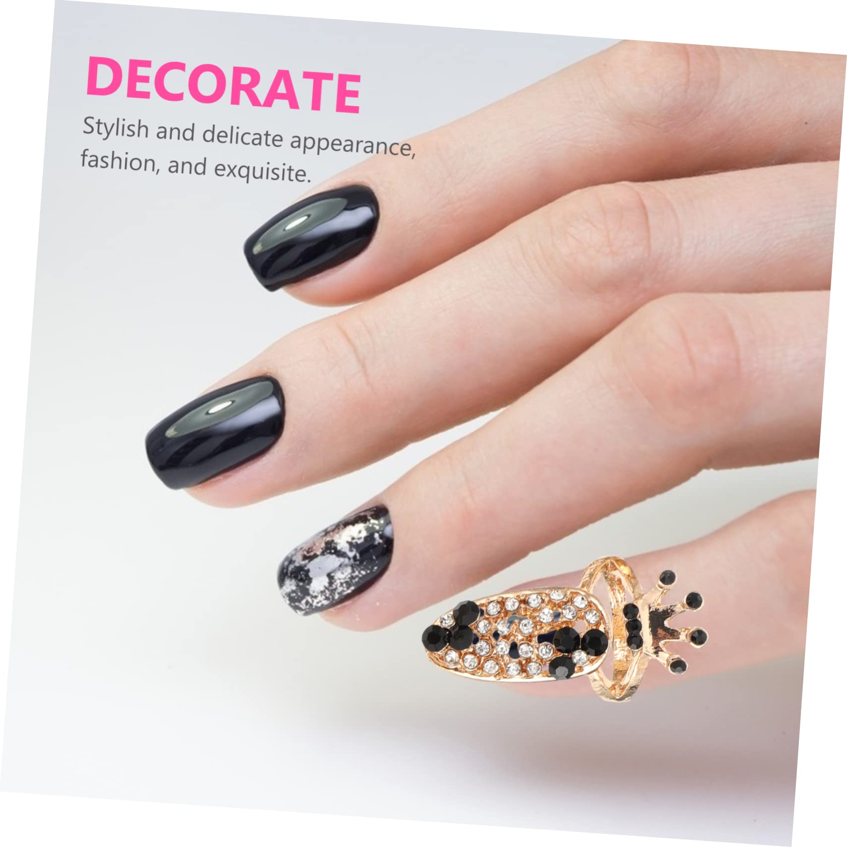 Mikinona Pz anello per unghie ordinare mini anelli per unghie mancia anelli pieni delle dita strass decorazioni unghie decorazioni per unghie Anello creativo gioielli per manicure lega