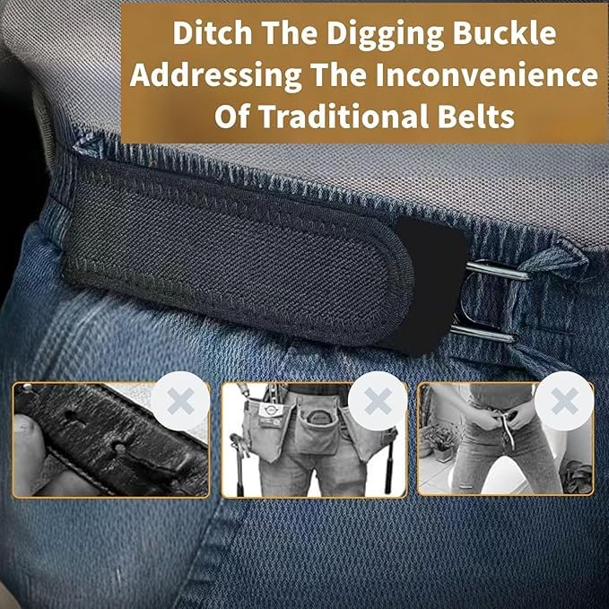 Buckleless Belt Hook, Metal Hook Tactical Elastic Belt, Adjustable Magic Tape No Buckle Edc Band, for Man Women - 5