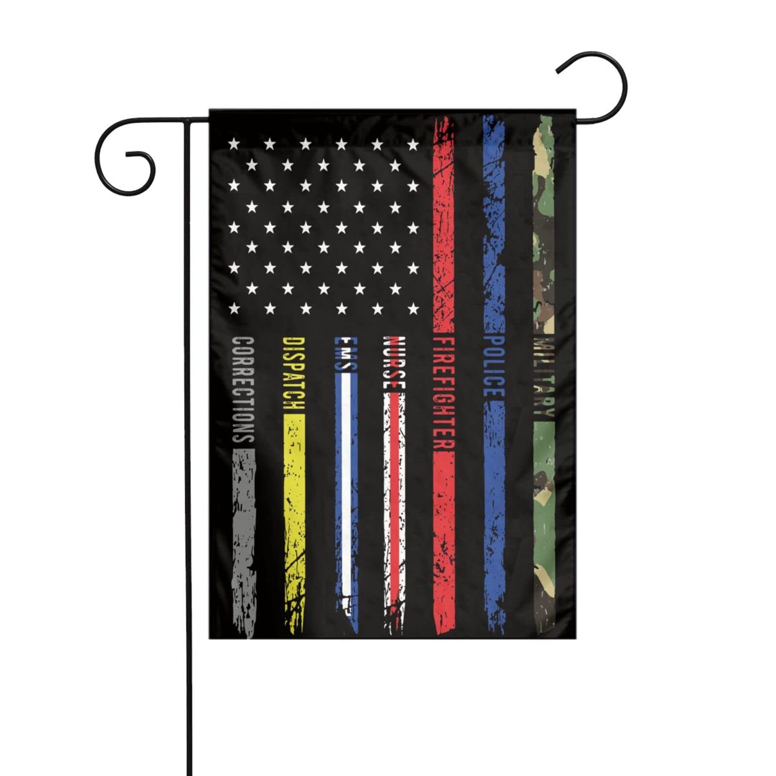 First Responders Hero Flag Nurse E-M-S Police Fire Military Flag 12x18 Inch No One Fights Alone American Flag Vertical Double Sided Farm Lawn Yard Outdoor
