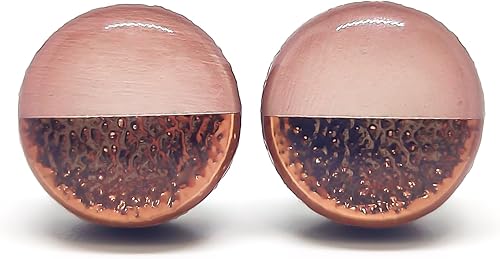 Juego de aretes tipo dormilona de metal martillado de imitación de 0.394 pulgadas, aretes redondos para mujeres, niñas y hombres, hechos a mano,