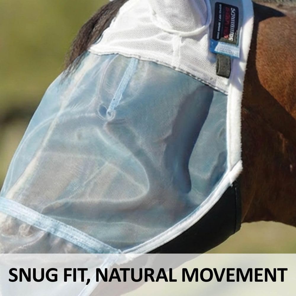 Schneiders X-Spand Mosquito Mesh Extended Nose Fly Horse Mask with Ears | Full-Coverage UV Protection, 350D Mesh, Removable Nose