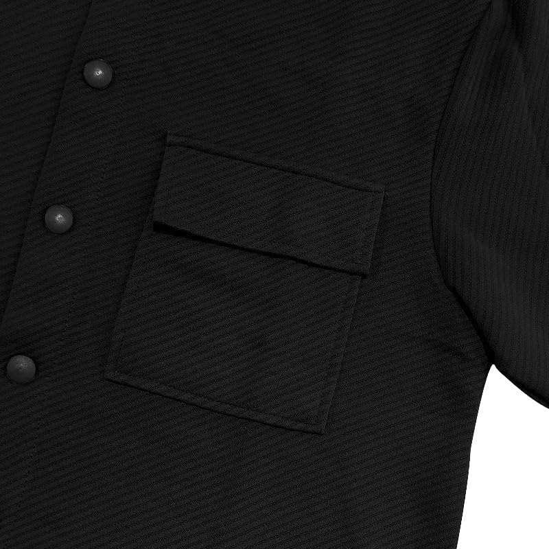 Men's Slim Fit Jacket Spring Autumn Solid Twill Button Front Casual Top with Pockets for Holidays Daily Wear - Image 4