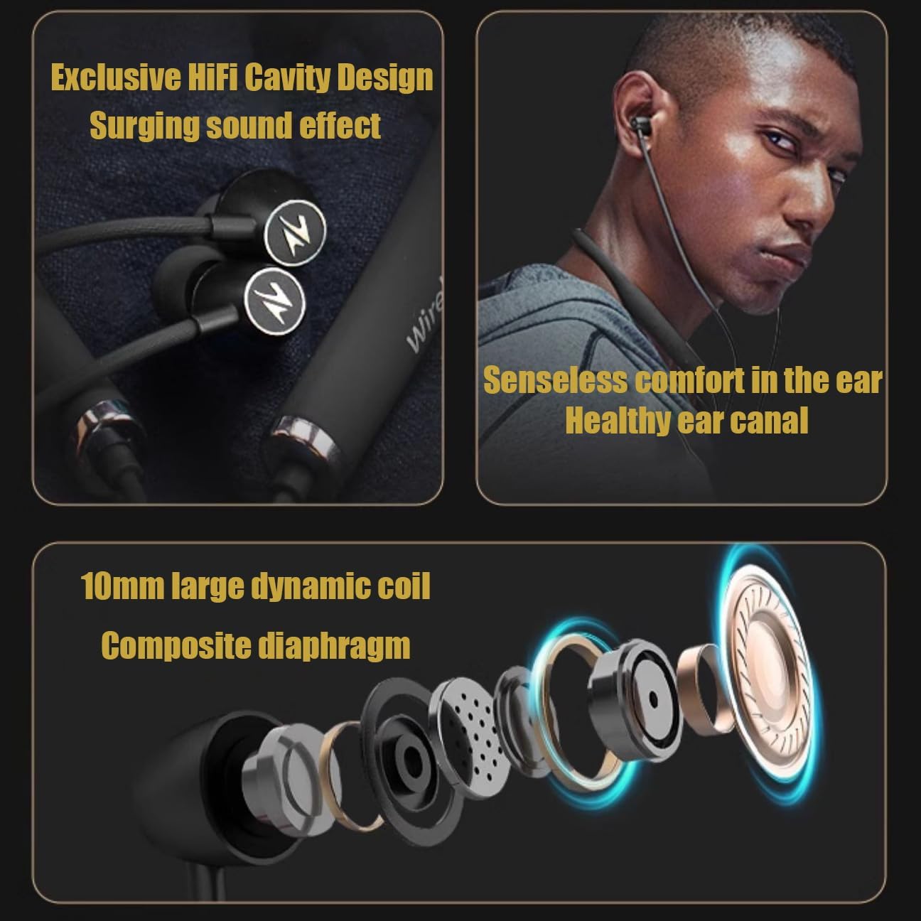 Neckband Headphones in-Ear Wireless Earbuds 18 H Playtime Stereo Deep Bass Wireless Magnetic Waterproof Around in Ear Headset Immersive Bass for Home, Traveling, Outdoor, Business Trips