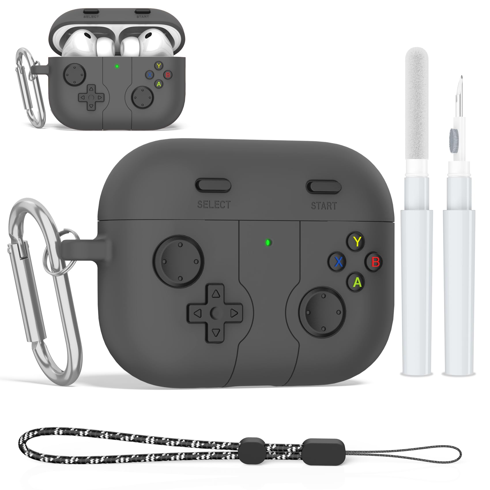 Cute Case for AirPods Pro 3 Case Cover (2025) - Funny Kawaii 3D Cartoon Design - Shockproof Protection Silicone Cover for AirPods Pro 3rd Generation Accessories with Carabiner &amp; Cleaner Kit (Black)