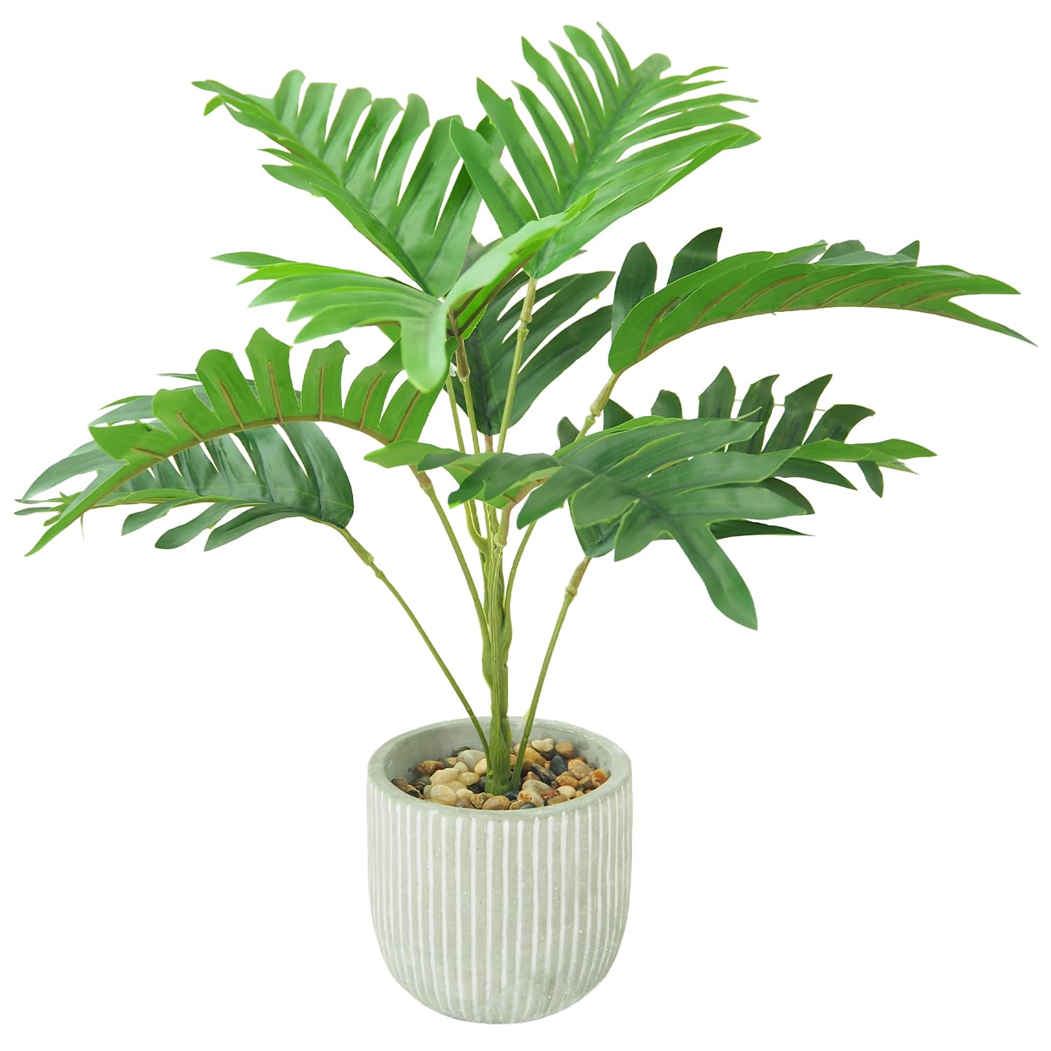 Leixi Artificial Plants 36cm Adjustable Faux Leaves Plants with White Ceramic Pot,Indoor Outdoor Decor