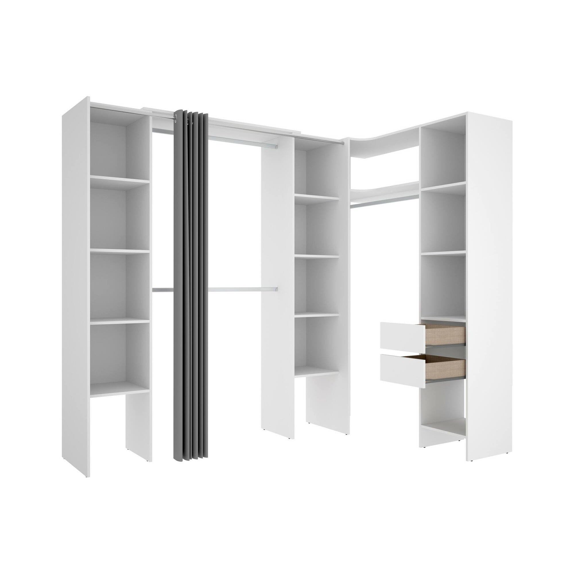 Dmora - Guardaroba grande Bestone, Mobile camera da letto, Cabina armadio portabiti, Armadio appendiabiti, 234x141 h205 cm, Bianco