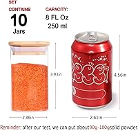 Vista 6 de 10 tarros de vidrio para especias, recipientes cuadrados vacíos de almacenamiento de especias de 8 onzas con tapa hermética de bambú y etiquetas