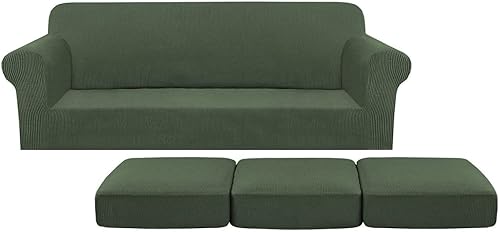 H.VERSAILTEX Funda para sofá, paquete de 1 pieza, fundas de cojín de sofá de 3 piezas, verde bronce