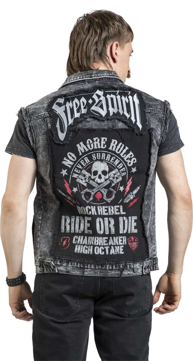 Rock Rebel by EMP Uomo gilet nero effetto acid wash