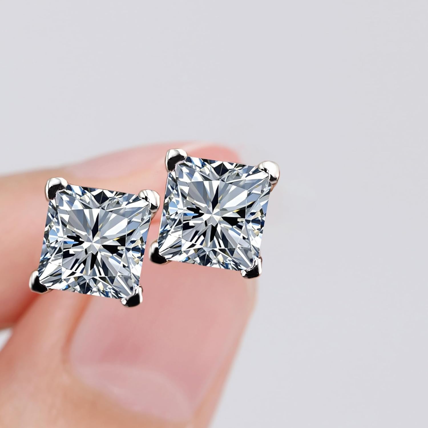 Moissanite Stud Earrings for Women, 0.8-2ct D Color, VVS1 Clarity, White Gold-Plated 925 Sterling Silver Stud Earrings, Anniversary Birthday for Women Men - Image 5