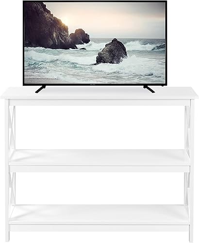 Miniatura 10 de Yaheetech Soporte de TV con toma de corriente, centro de entretenimiento para TV de hasta 45 pulgadas, mesa consola multimedia de 3 niveles con