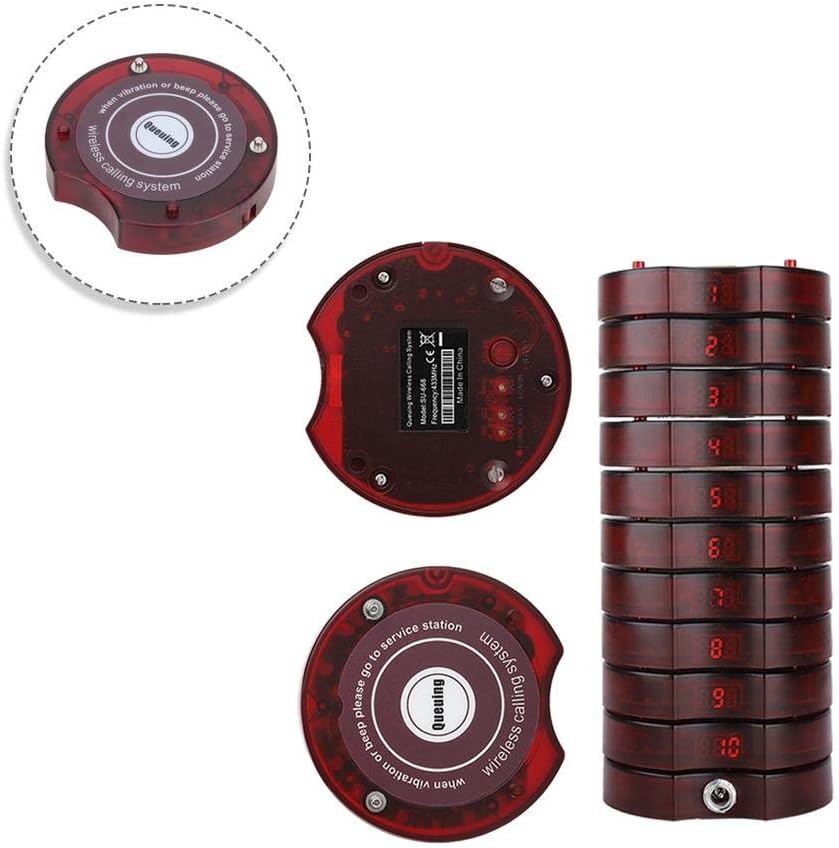 Guest Queue Calling Pagers System,10 pcs/Pack Long Distance Customer Receiver,Coaster Pagers Replacement for SU-668,Rechargeable Buzzers for Food Court Clinic Shop Cafe