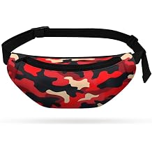 Cozeyat Red Camo Kids Waist Fanny Pack for Toddler Boys Small Crossbody Purse Waist Pouch Belt Bag for Running Hiking Cycling
