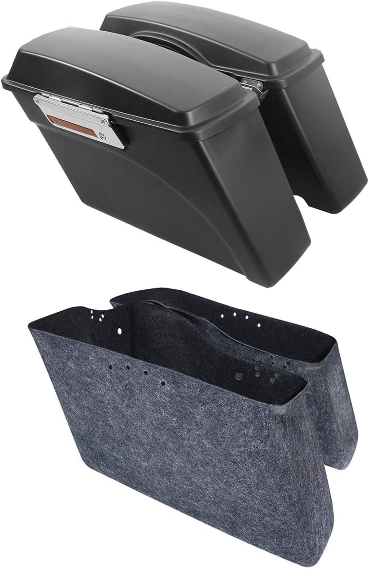 XMT-MOTO Hard Saddlebags Saddle bags W/Lid Latch Key for Harley Davidson 1994-2013 Touring models road glide, road king, ultra, street glide, electra glide and 1984-2017 Softail models,Matte Black