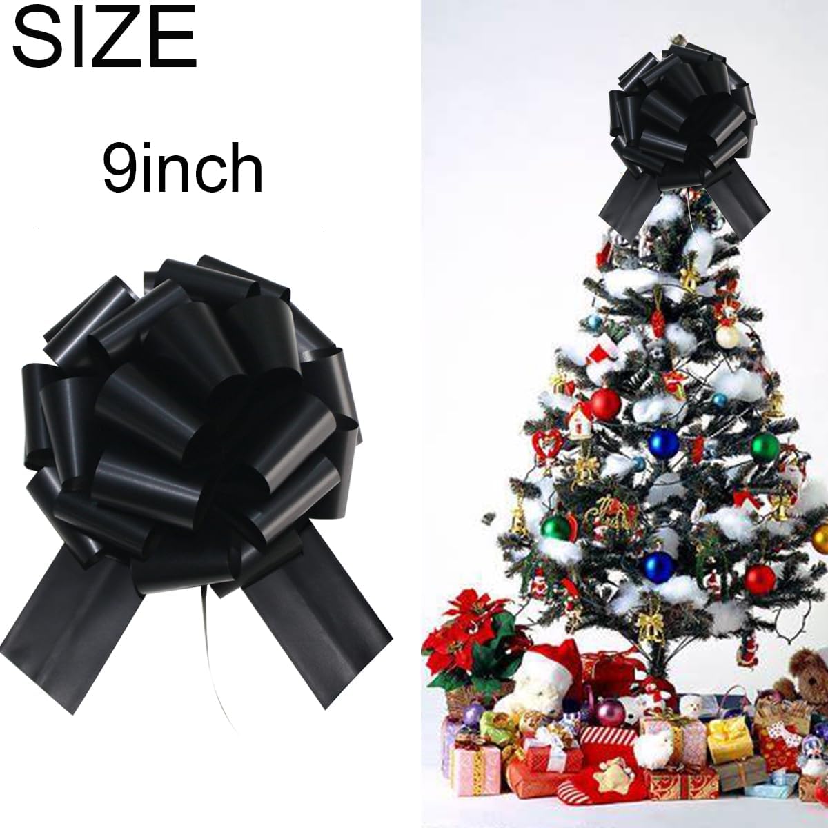 9 inch Big Black Bow,6pcs Pull Bows for Gift Wrapping,Easter,Gift Baskets,Birthday Parties,Table Decorations,Valentine's Day,Christmas and Other Gift and Scene Decorations (Black) - Image 2