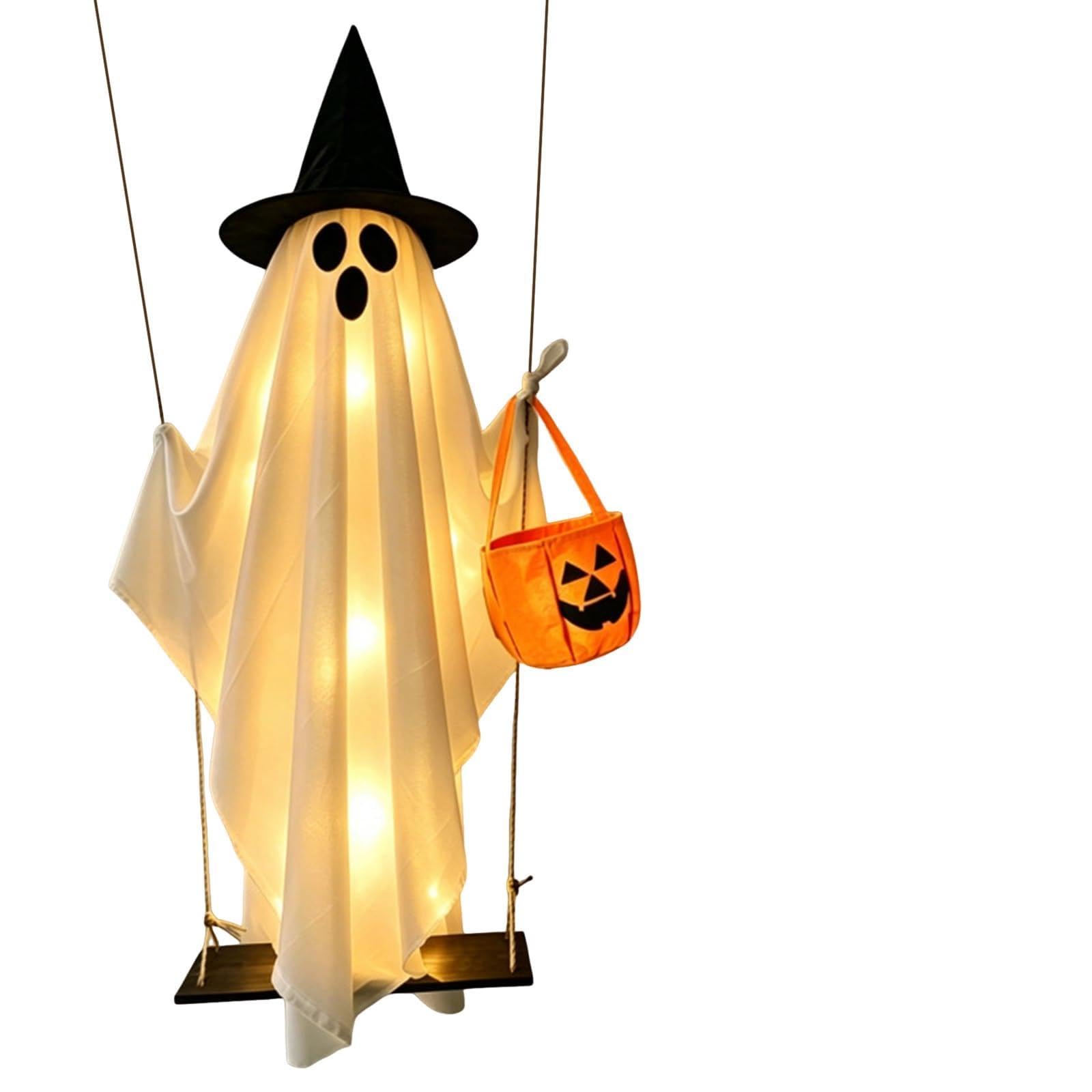 Entrée de cour triste en automne ? Solutionnez cela avec la figurine balançoire d'Halloween 150 cm