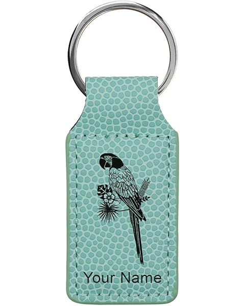 LaserGram Rectangle Keychain, Parrot, Personalized Engraving Included