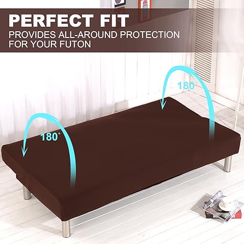 Miniatura 4 de LiveGo Fundas de futón sin brazos, funda elástica plegable para sofá cama con parte inferior elástica, funda de sofá ajustada estampada protectora