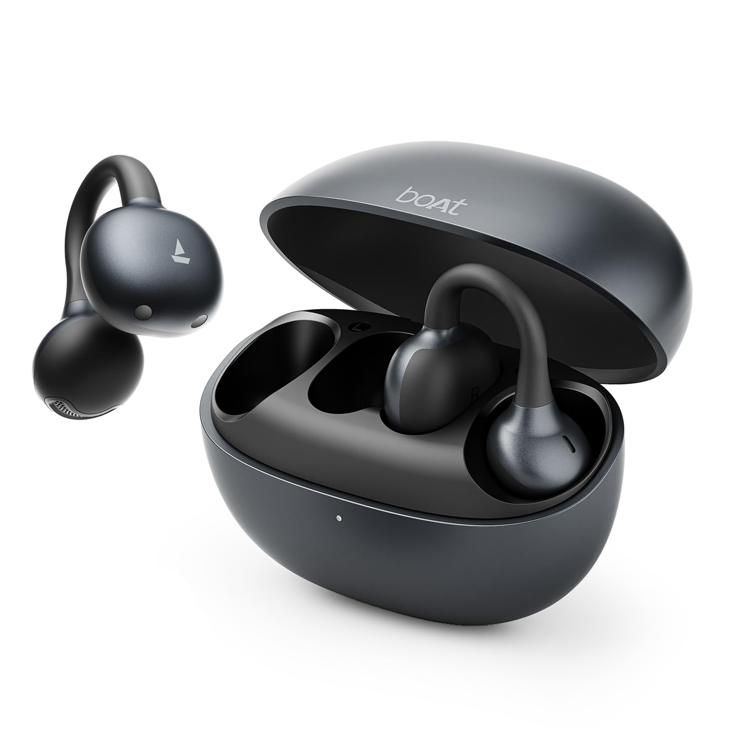 boAt Airdopes ProClip w/Air Conduction Tech, Feather-Light Earbuds, Clip-On Design, All Day Wear Comfort, Up to 52H Battery, 12mm Dynamic Drivers, App Support, BT v6.0, OWS Earbuds with mic(Silk Grey)-picture-45