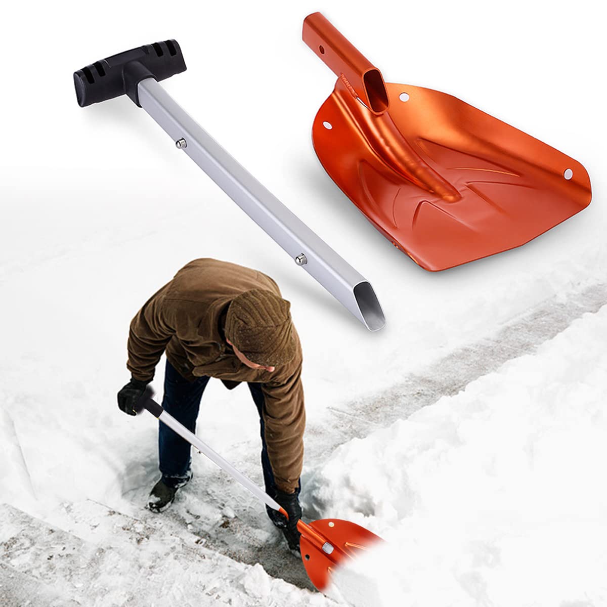 Pala de Nieve Ligera para Exteriores, raspador de Hielo de Aluminio, removedor de Nieve de Invierno, Herramienta de Pala telescópica de Supervivencia para Acampar al Aire Libre para Coches
