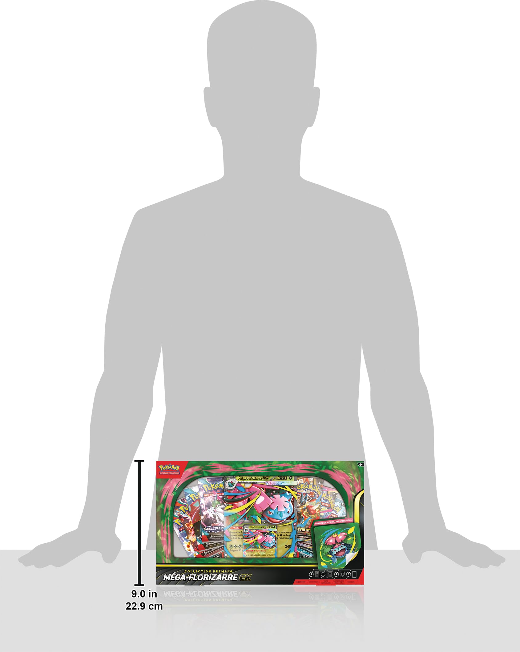 Pokémon : Collection Premium Méga-Florizarre-ex (1 Carte Promo Brillante, 1 Carte Promo Grand Format lenticulaire et 8 boosters) du JCC Pokémon