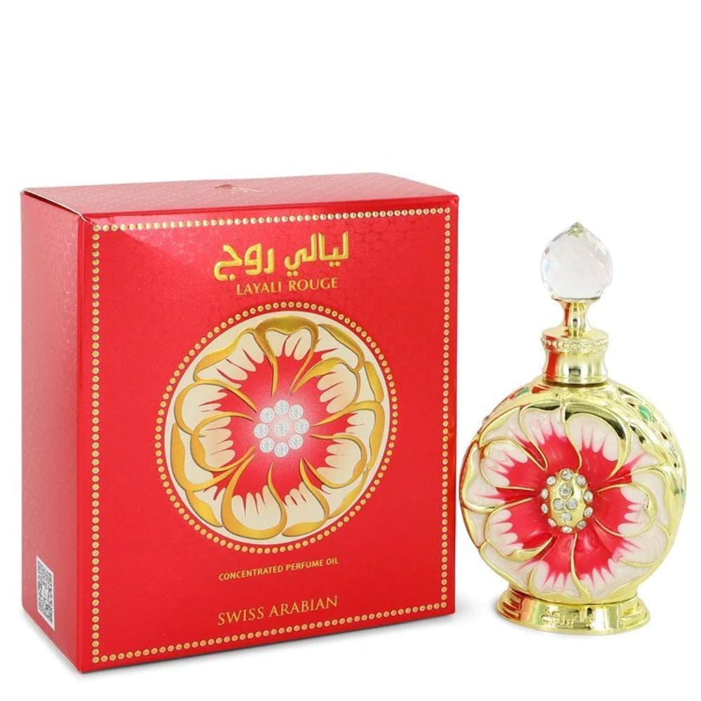 Swiss Arabian Layali Rouge – Luxury Products From Dubai – Long Lasting Personal Perfume Oil Fragrance – A Seductive Signature Aroma – 0.5 Oz