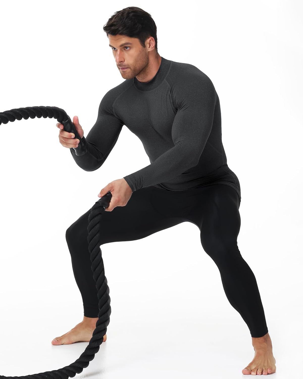 Runhit Men's Compression Shirts Long Sleeve Mock Turtleneck Undershirts Quick Dry Athletic Workout Running Base Layer - Image 5