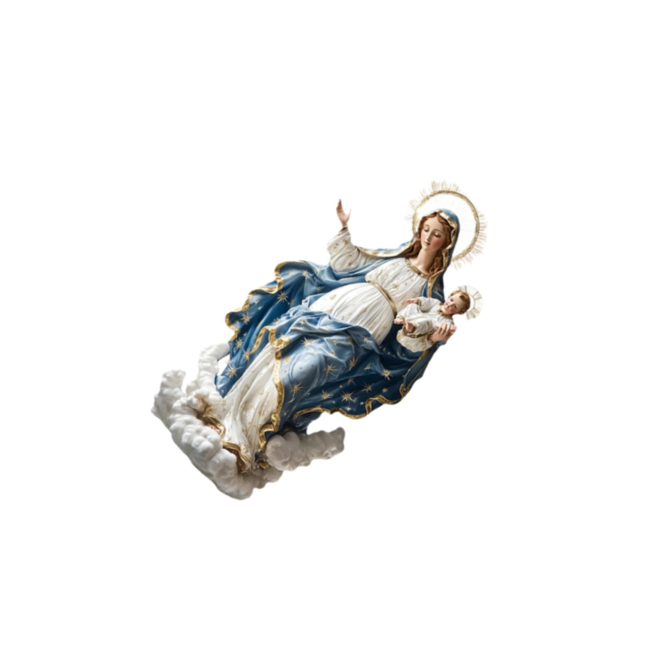 TWISAXC Christmas Desktop Statue Blessed Mary With Child Jesus Sculpture Made Unique Tabletop Decoration Blessed Mary Figurine Christmas Decoration Gift