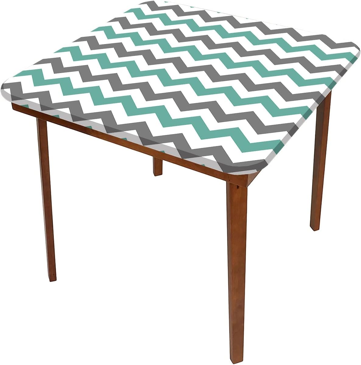 Chevron Table Cover Square, Geometric Wavy Zigzag Herringbone Stripes Elastic Table Cover Square, Fits 40x40 inch Table, for Restaurants Picnic Patio Outdoor Party Decor, Grey White