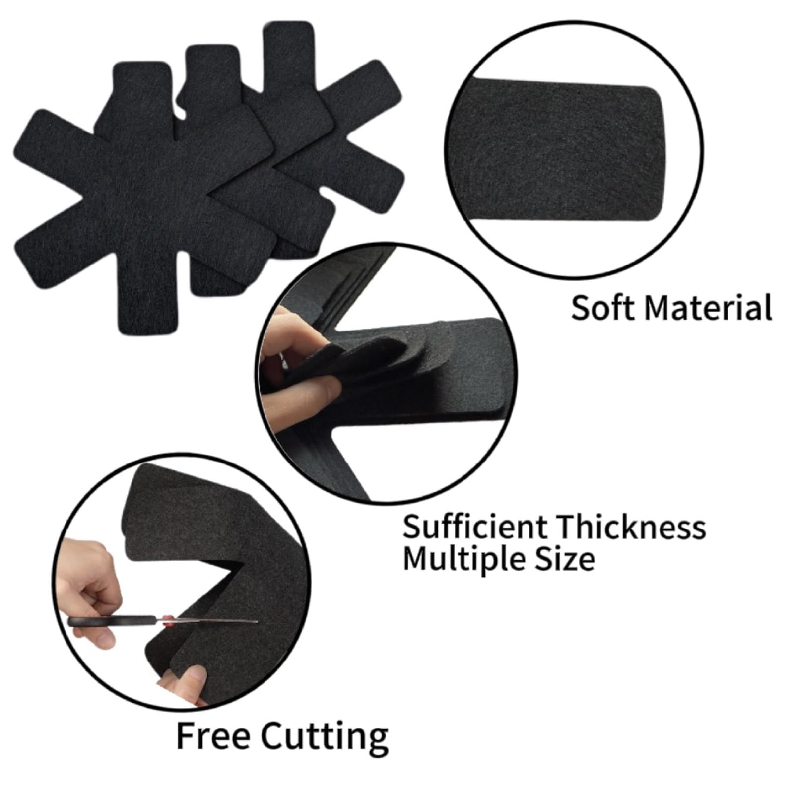 10 Piezas Protector Sartenes, Separador Sartenesde, Protector de Olla Antideslizante, Protectores de Fieltro, para Evitar Arañazos en Utensilios de Cocina, 20 cm (Negro)