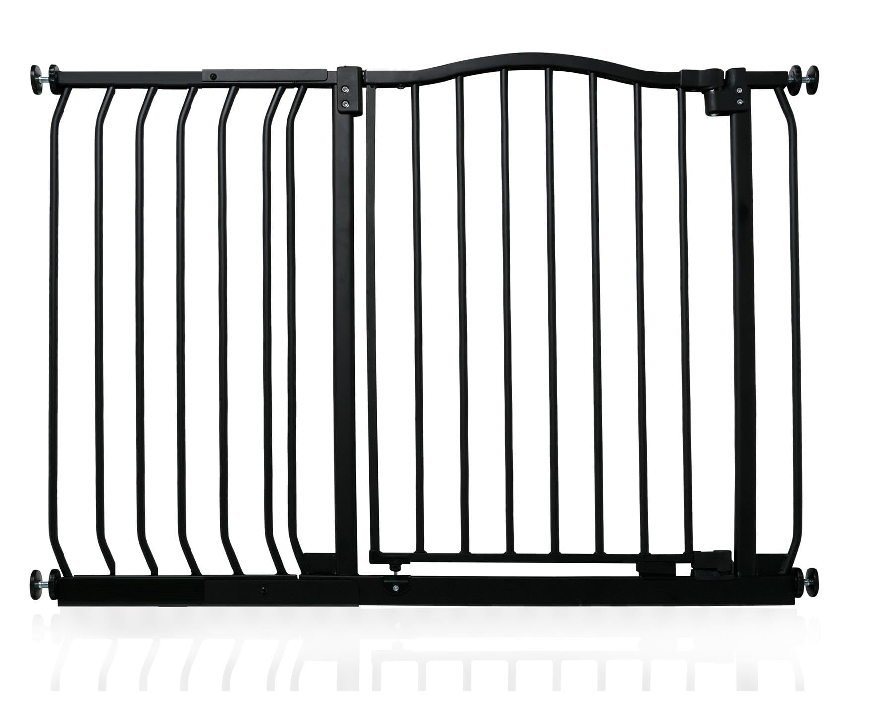 Safetots Brama Bezpieczenstwa z Zaokraglonym Górnym Elementem, 107 cm - 116 cm, Matowa Czarna, Brama Naciskowa do Schodów, Brama Dla Dzieci do Drzwi, Bariera Bezpieczenstwa, Latwa Instalacja