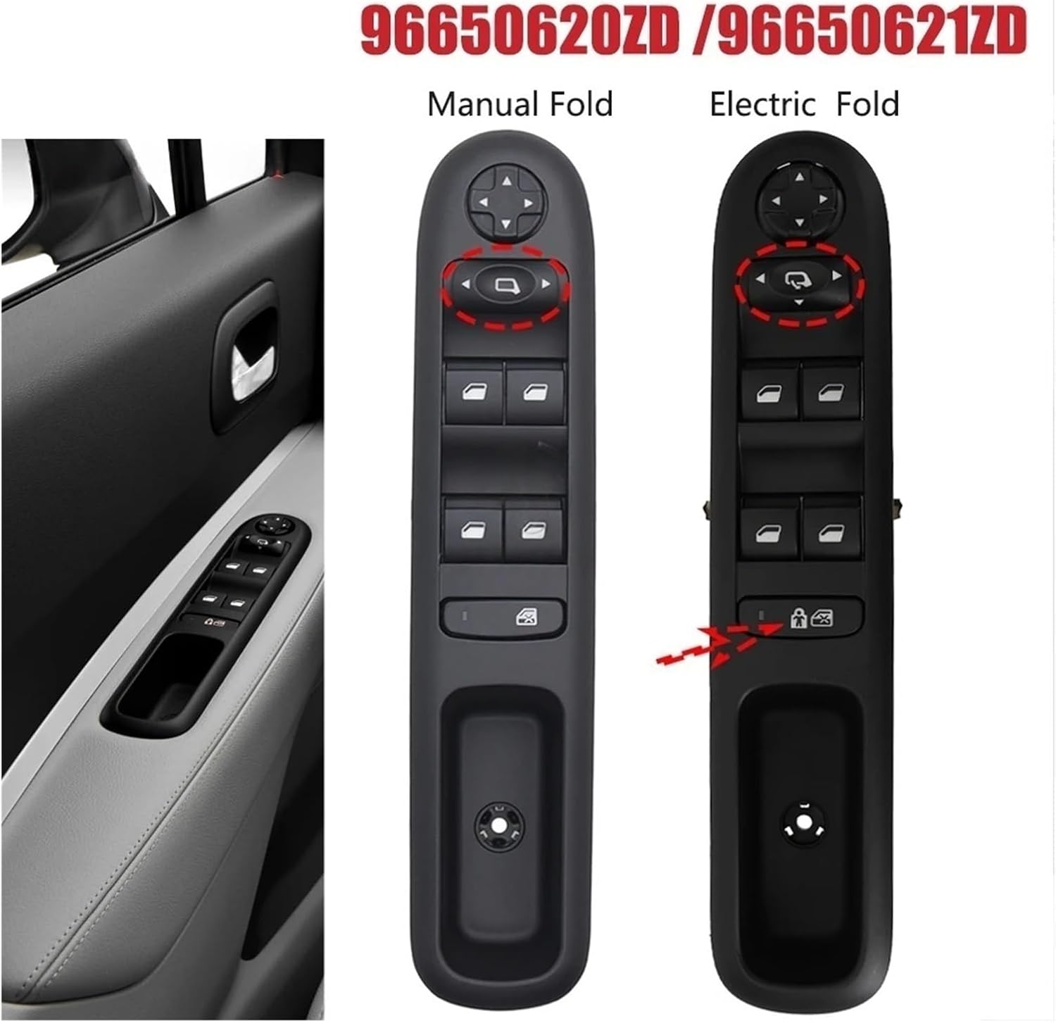 Master Power Window Switch 96650620ZD 96650621ZD Compatible With Peugeot 3008 5008 Wagon 2009-2016 Window Lifter Control Switch(Electric Fold)