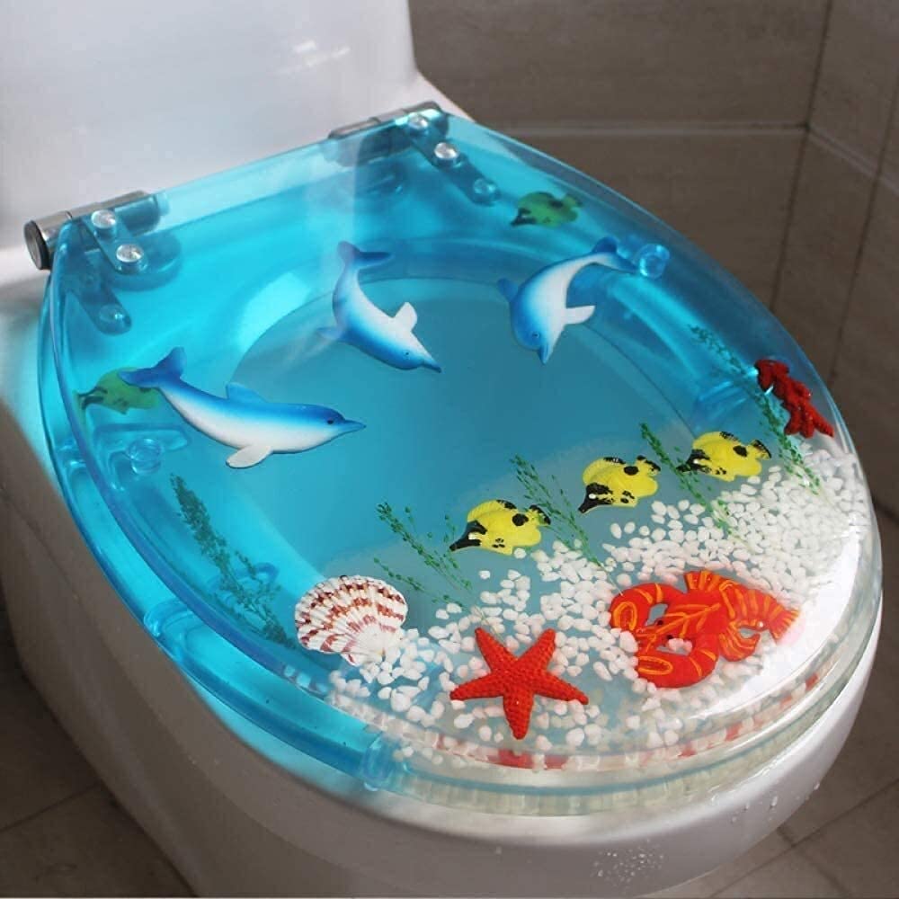 Waschbarer Toilettensitz mit 3D-Effekten, robuster Standard-Toilettendeckel für einfache Reinigung