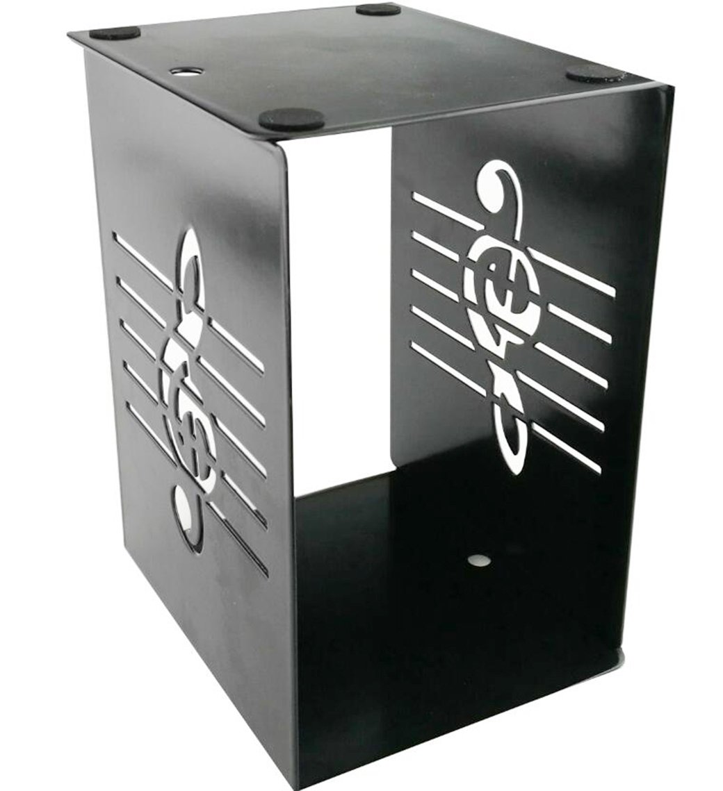 Un paio di supporti reggilibri in metallo nero, con nota musicale, creativi, di tendenza per bambini, amanti della musica, decorazione di casa e ufficio Nero