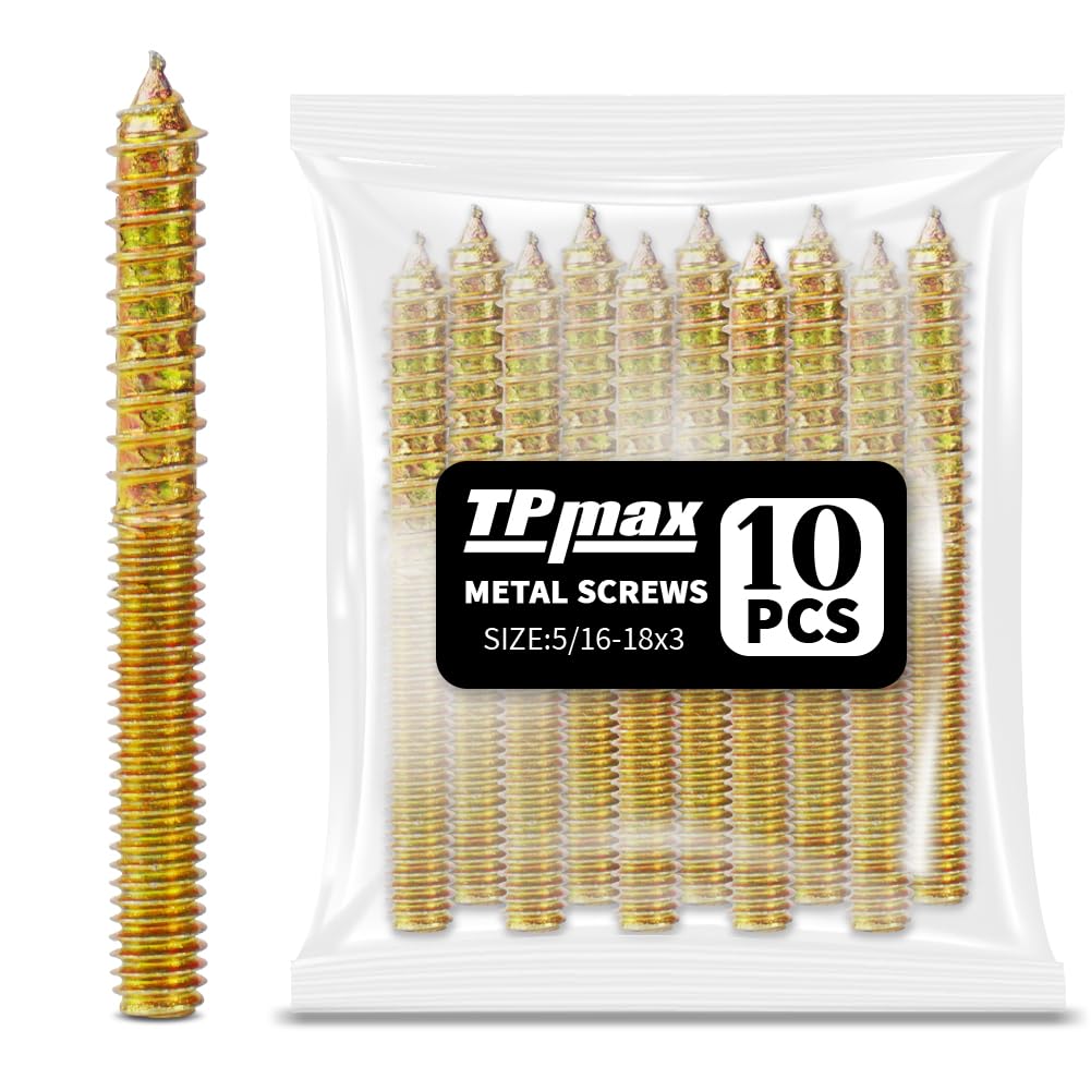 TPmax 10 Pack 5/16-18 x 3 Inch Hanger Bolts Double Headed Bolts Self-Tapping Screw Hanger Bolts for Furniture (5/16-18" x 3")