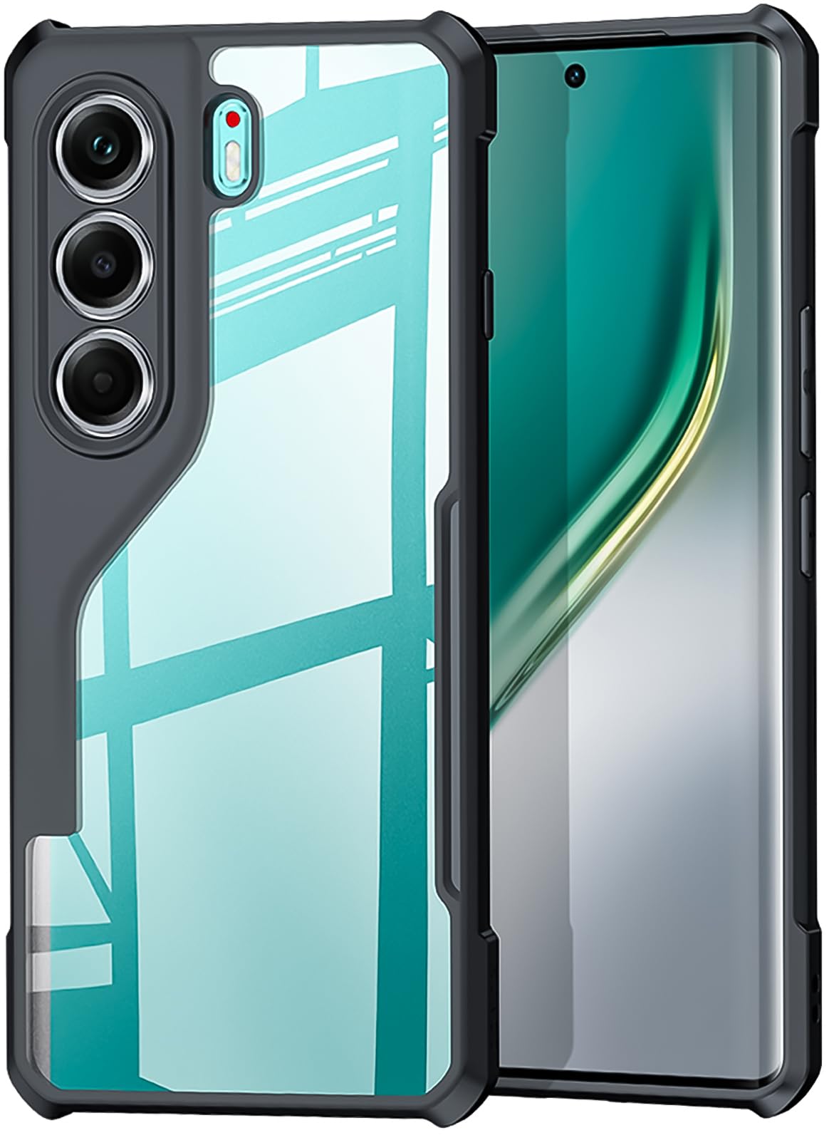 For Tecno Camon 40 Pro 5G Cover, Camera Lens Protection Back Cover, TPU+PC Shockproof Bumper Mobile Phone Case, Anti-Yellowing Slim Fit Protective Casing (Black Transparent)